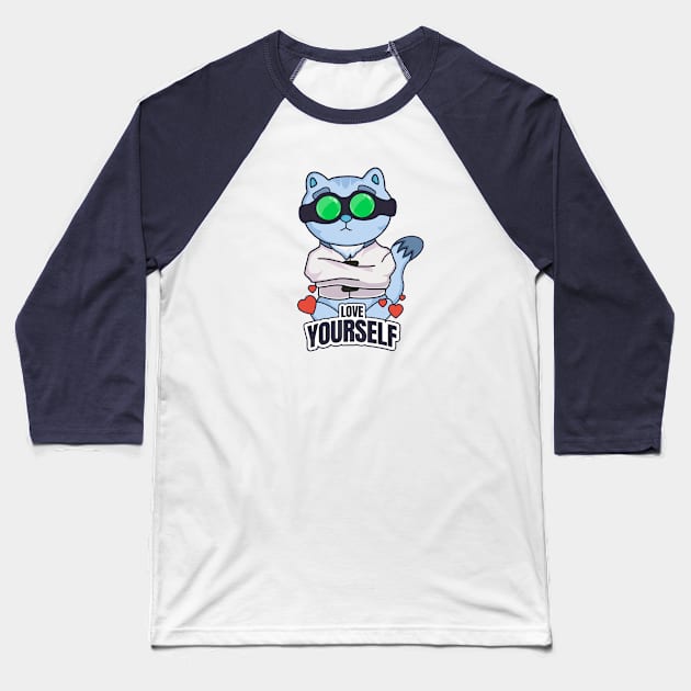 Self help cat Baseball T-Shirt by Horrible Bunny